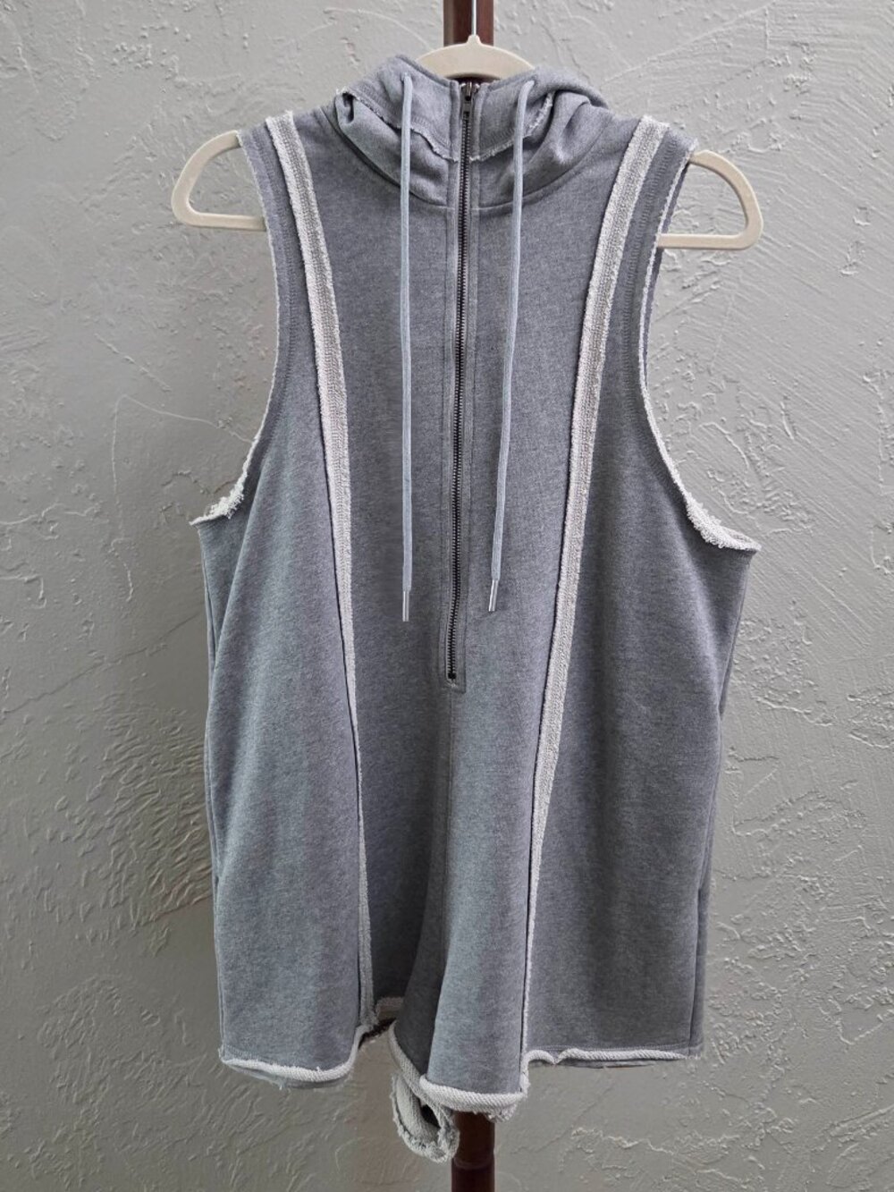 R89. Women's French Terry Hooded Sleeveless Romper